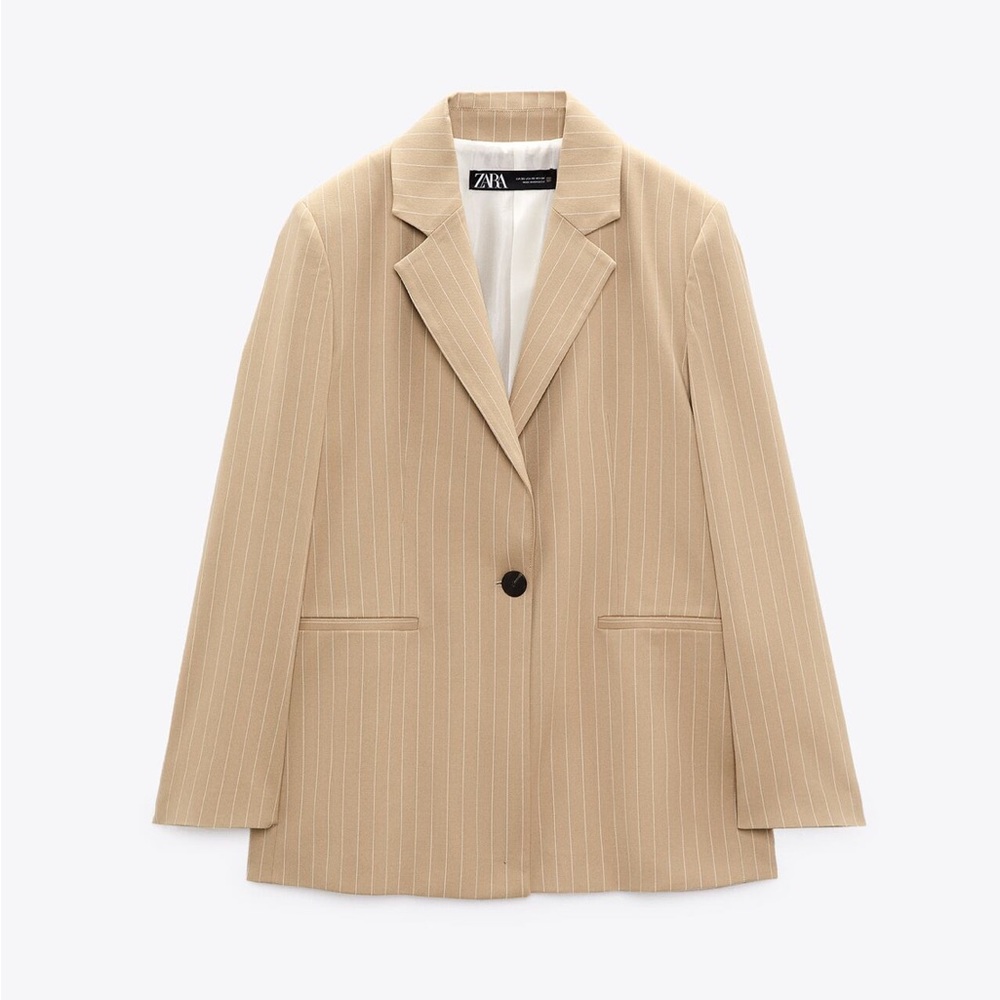 Zara tan pinstripe blazer- excellent condition!